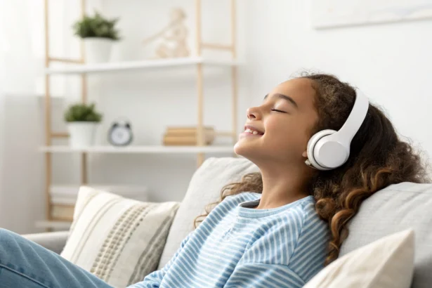 ragazza ascolta musica